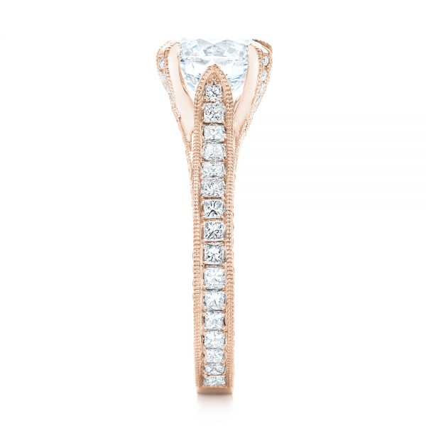 14k Rose Gold 14k Rose Gold Custom Diamond Engagement Ring - Side View -  103013