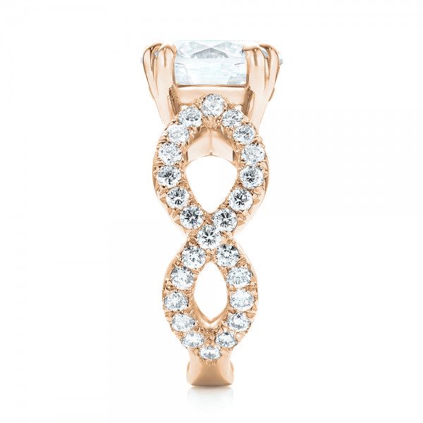 18k Rose Gold 18k Rose Gold Custom Diamond Engagement Ring - Side View - 103042