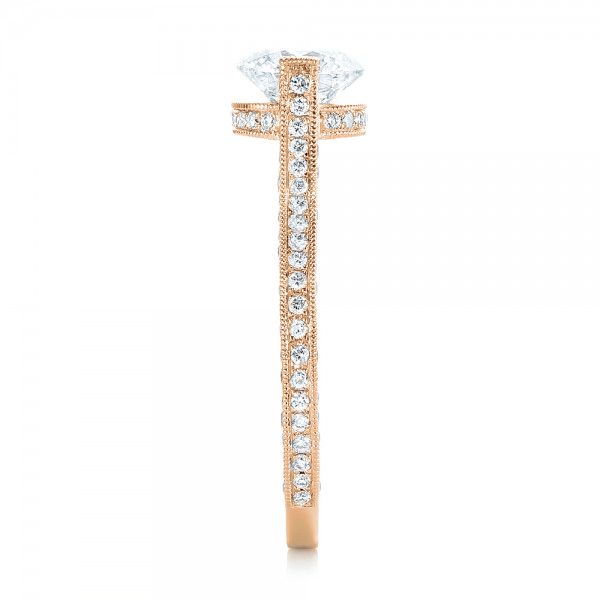 14k Rose Gold 14k Rose Gold Custom Diamond Engagement Ring - Side View - 103053