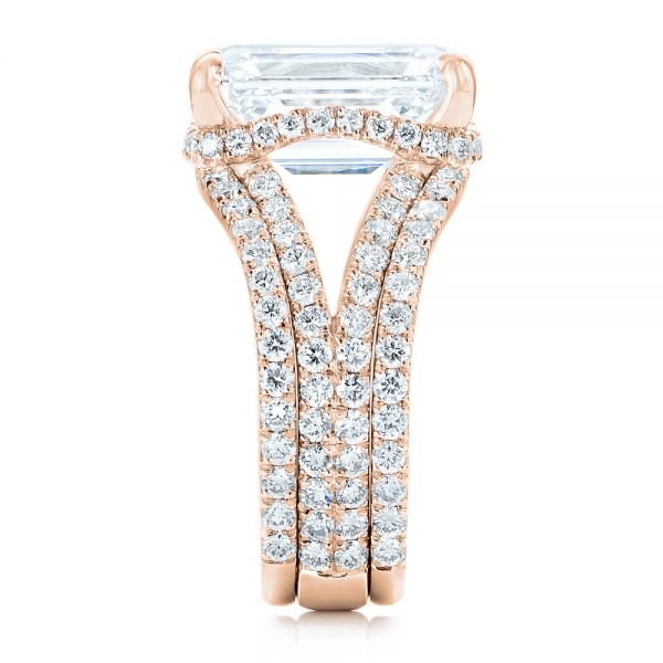 18k Rose Gold 18k Rose Gold Custom Diamond Engagement Ring - Side View -  103138