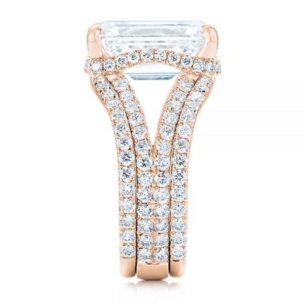 18k Rose Gold 18k Rose Gold Custom Diamond Engagement Ring - Side View - 103138
