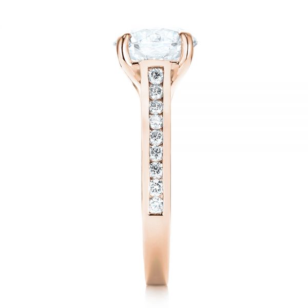 18k Rose Gold 18k Rose Gold Custom Diamond Engagement Ring - Side View -  103150