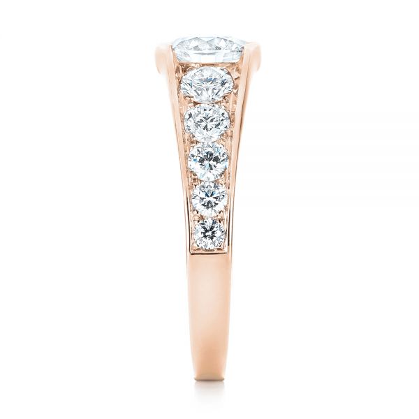 18k Rose Gold 18k Rose Gold Custom Diamond Engagement Ring - Side View - 103165