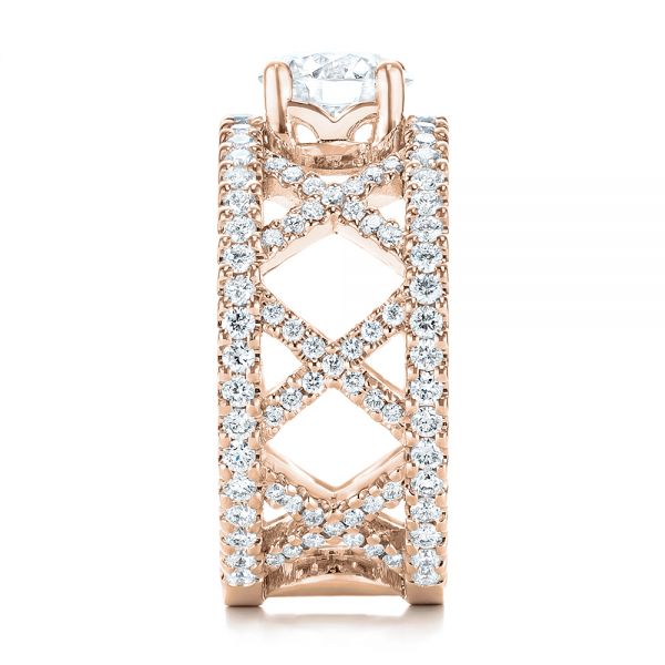 18k Rose Gold 18k Rose Gold Custom Diamond Engagement Ring - Side View -  103215