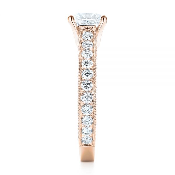18k Rose Gold 18k Rose Gold Custom Diamond Engagement Ring - Side View - 103303