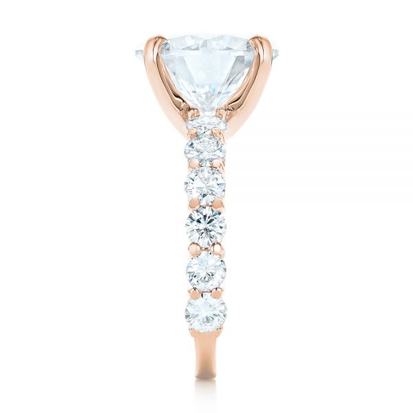 18k Rose Gold 18k Rose Gold Custom Diamond Engagement Ring - Side View -  103336