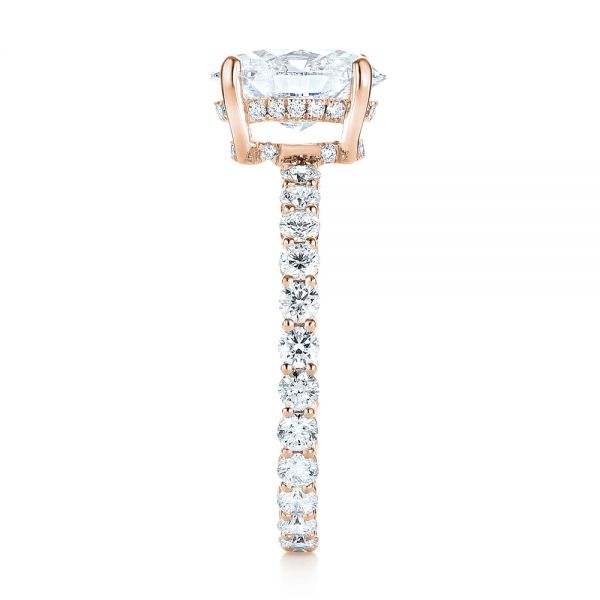 18k Rose Gold 18k Rose Gold Custom Diamond Engagement Ring - Side View -  103355