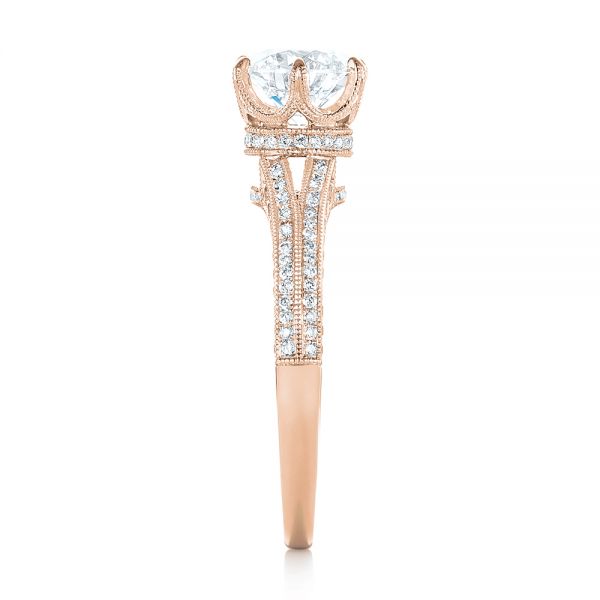 18k Rose Gold 18k Rose Gold Custom Diamond Engagement Ring - Side View - 103428