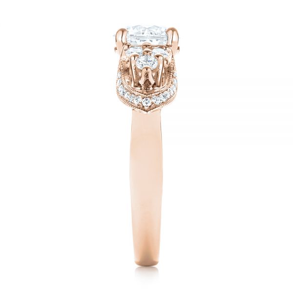 18k Rose Gold 18k Rose Gold Custom Diamond Engagement Ring - Side View -  103519