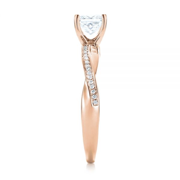 18k Rose Gold 18k Rose Gold Custom Diamond Engagement Ring - Side View -  103637