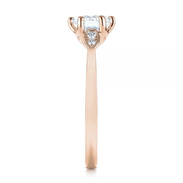 18k Rose Gold 18k Rose Gold Custom Diamond Engagement Ring - Side View -  104329