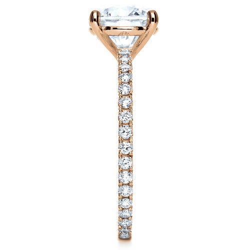 18k Rose Gold 18k Rose Gold Custom Diamond Engagement Ring - Side View -  1104