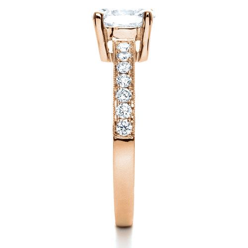 14k Rose Gold 14k Rose Gold Custom Diamond Engagement Ring - Side View -  1107