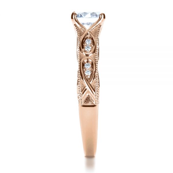 14k Rose Gold 14k Rose Gold Custom Diamond Engagement Ring - Side View - 1296