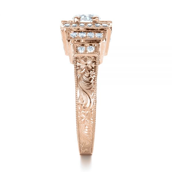 18k Rose Gold 18k Rose Gold Custom Diamond Engagement Ring - Side View -  1346