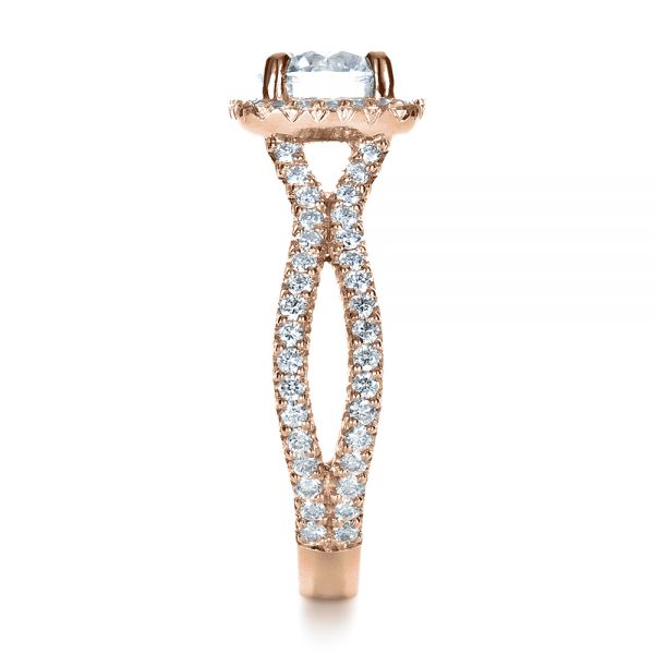 18k Rose Gold 18k Rose Gold Custom Diamond Engagement Ring - Side View -  1407