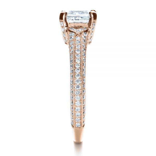 18k Rose Gold 18k Rose Gold Custom Diamond Engagement Ring - Side View -  1410