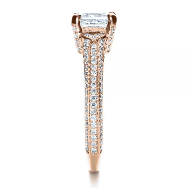 18k Rose Gold 18k Rose Gold Custom Diamond Engagement Ring - Side View - 1410