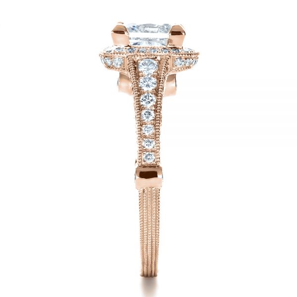18k Rose Gold 18k Rose Gold Custom Diamond Engagement Ring - Side View -  1416