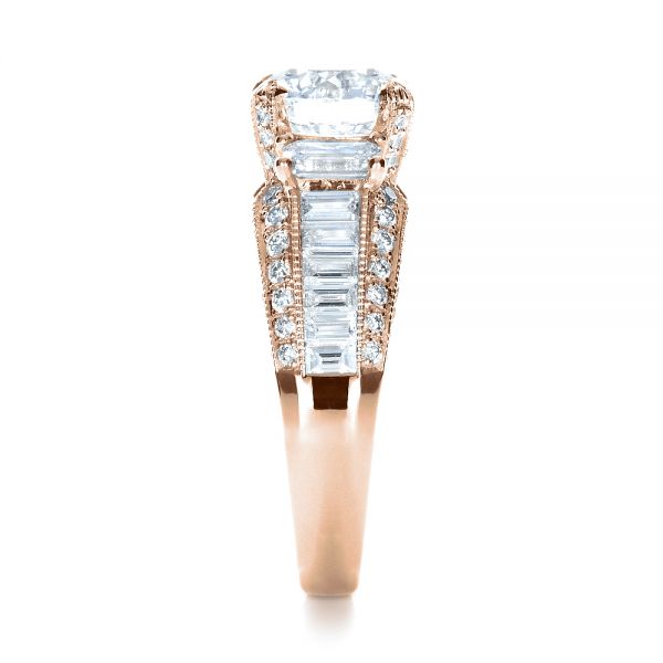 18k Rose Gold 18k Rose Gold Custom Diamond Engagement Ring - Side View -  1434