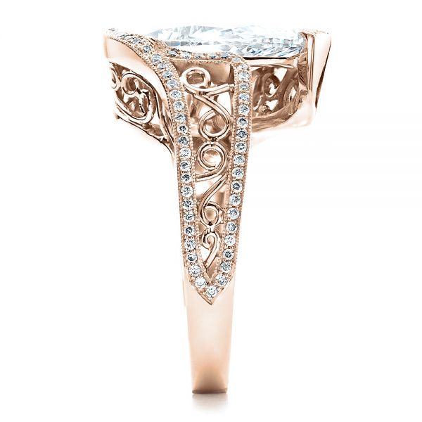 18k Rose Gold 18k Rose Gold Custom Diamond Engagement Ring - Side View -  1442