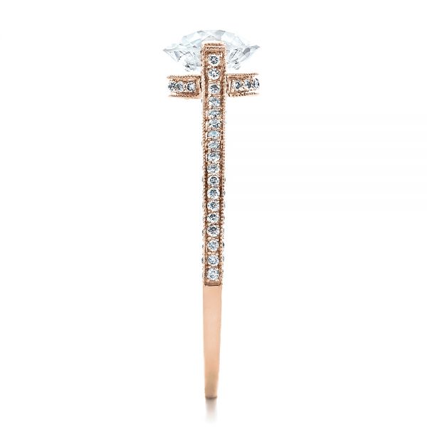 18k Rose Gold 18k Rose Gold Custom Diamond Engagement Ring - Side View - 1443