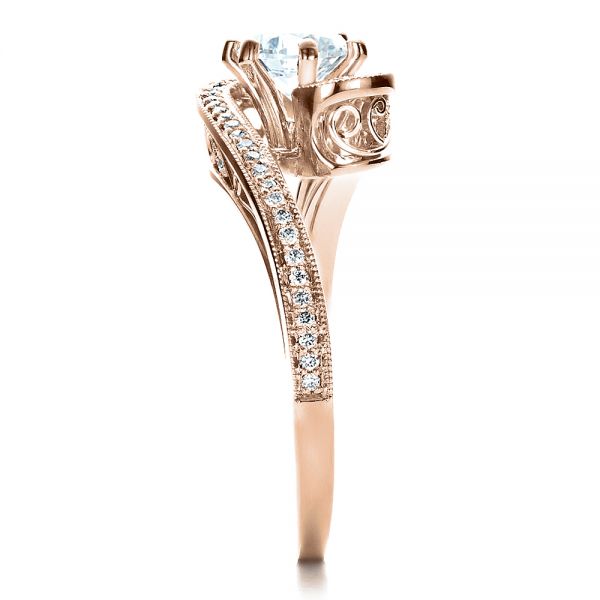 18k Rose Gold 18k Rose Gold Custom Diamond Engagement Ring - Side View -  1449