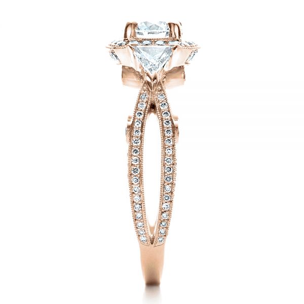 18k Rose Gold 18k Rose Gold Custom Diamond Engagement Ring - Side View -  1451