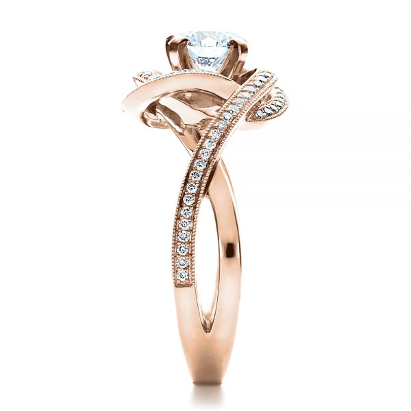 14k Rose Gold 14k Rose Gold Custom Diamond Engagement Ring - Side View -  1476