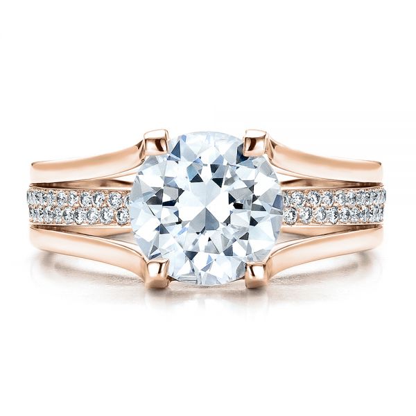 14k Rose Gold 14k Rose Gold Custom Diamond Engagement Ring - Top View -  100035