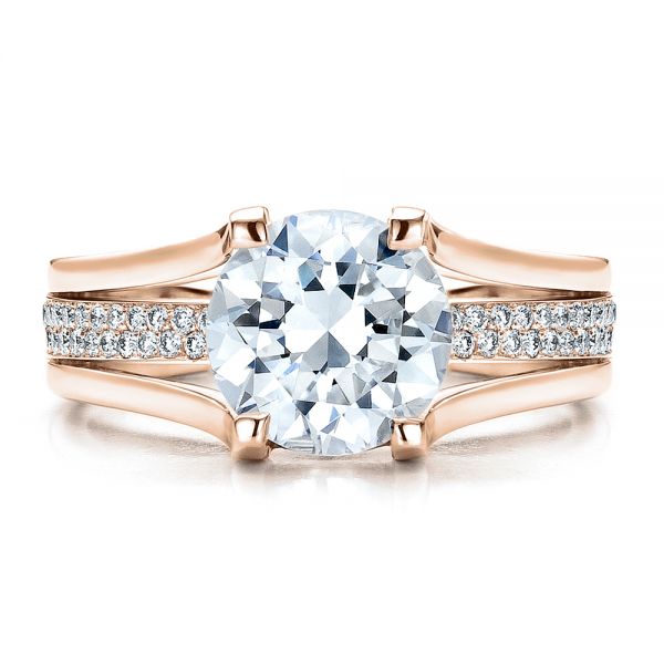 14k Rose Gold 14k Rose Gold Custom Diamond Engagement Ring - Top View - 100035