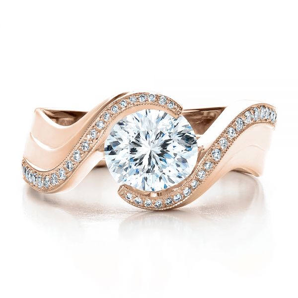 14k Rose Gold 14k Rose Gold Custom Diamond Engagement Ring - Top View -  100069