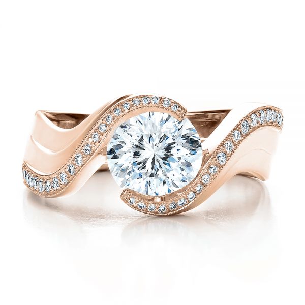 14k Rose Gold 14k Rose Gold Custom Diamond Engagement Ring - Top View - 100069