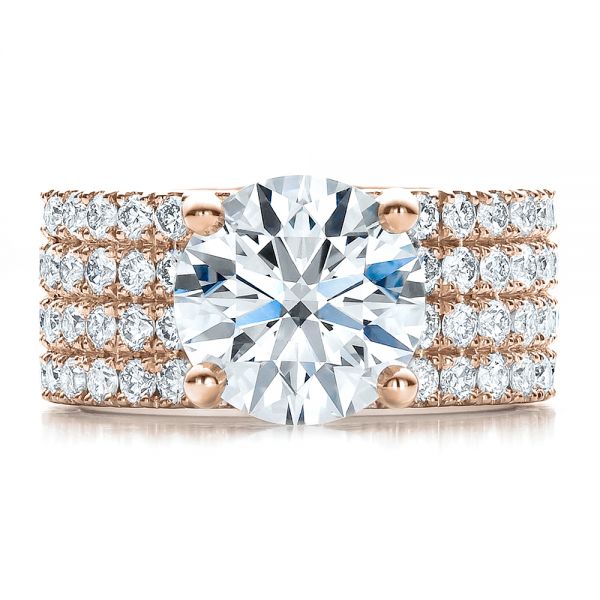18k Rose Gold 18k Rose Gold Custom Diamond Engagement Ring - Top View - 100102