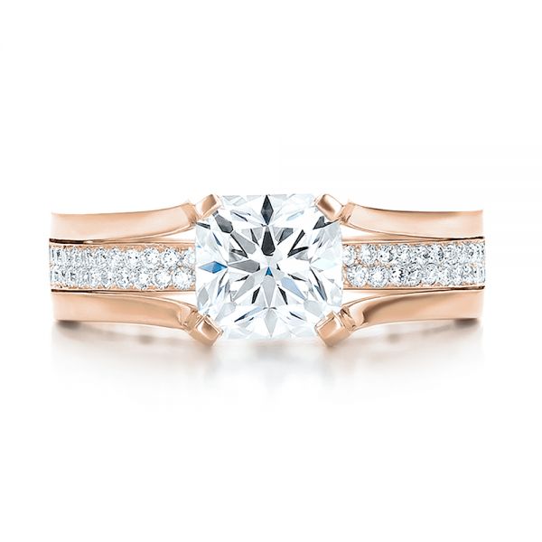 14k Rose Gold 14k Rose Gold Custom Diamond Engagement Ring - Top View -  100610
