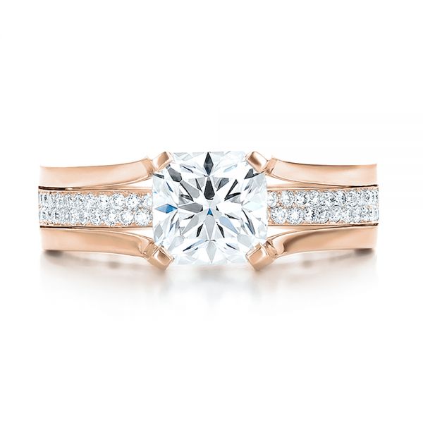 14k Rose Gold 14k Rose Gold Custom Diamond Engagement Ring - Top View - 100610