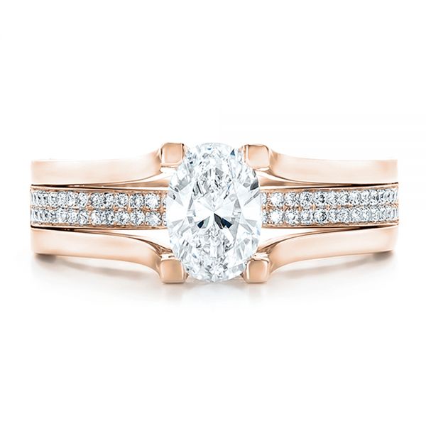 18k Rose Gold 18k Rose Gold Custom Diamond Engagement Ring - Top View -  100627
