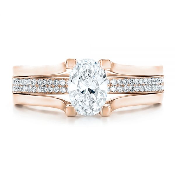 14k Rose Gold 14k Rose Gold Custom Diamond Engagement Ring - Top View - 100627