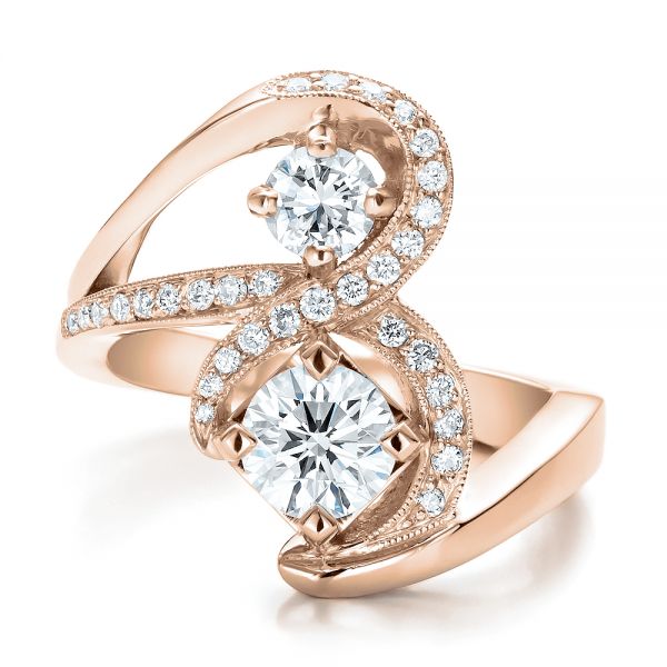 14k Rose Gold 14k Rose Gold Custom Diamond Engagement Ring - Top View -  100782