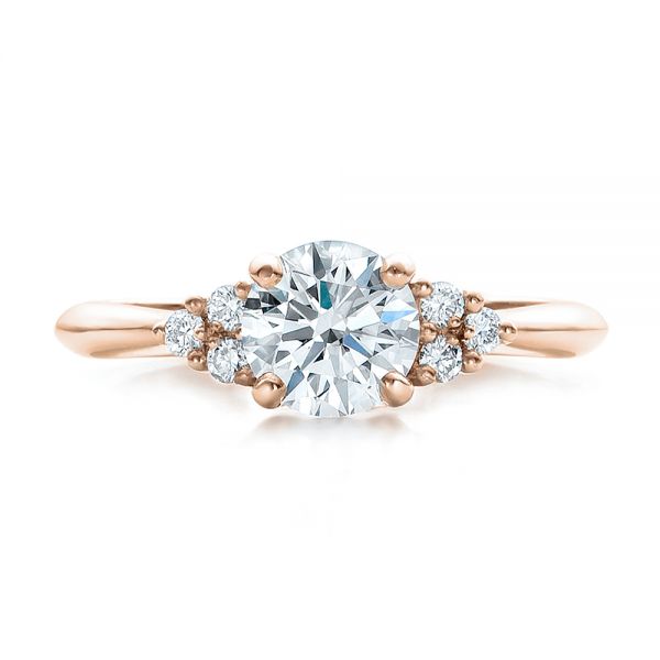 14k Rose Gold 14k Rose Gold Custom Diamond Engagement Ring - Top View -  100810