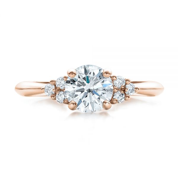 14k Rose Gold 14k Rose Gold Custom Diamond Engagement Ring - Top View - 100810