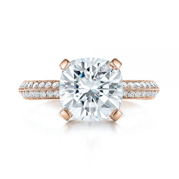 14k Rose Gold 14k Rose Gold Custom Diamond Engagement Ring - Top View -  100839