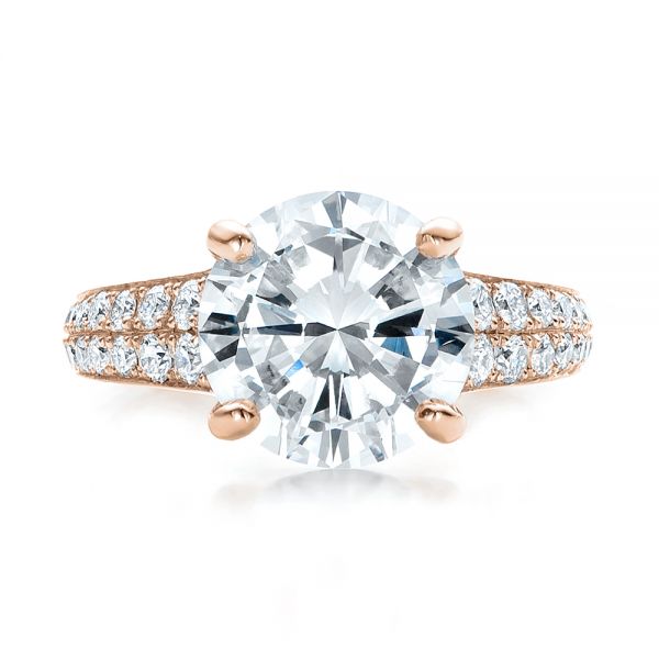 18k Rose Gold 18k Rose Gold Custom Diamond Engagement Ring - Top View - 100872