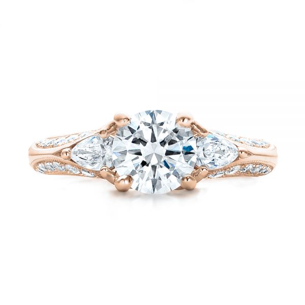 14k Rose Gold 14k Rose Gold Custom Diamond Engagement Ring - Top View - 101229