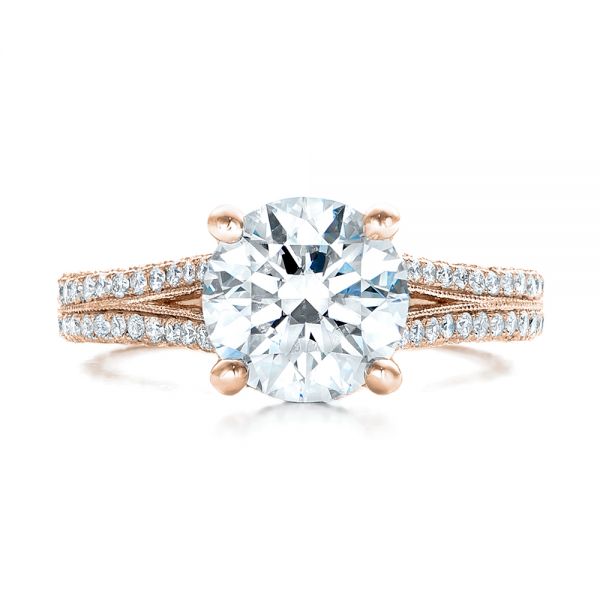 18k Rose Gold 18k Rose Gold Custom Diamond Engagement Ring - Top View - 101994
