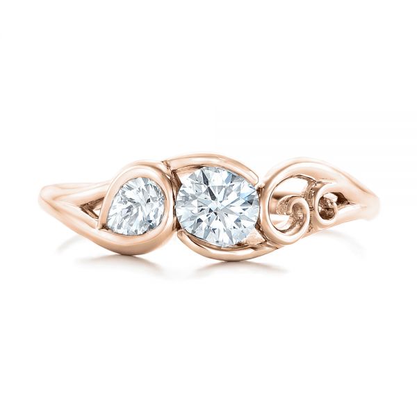 18k Rose Gold 18k Rose Gold Custom Diamond Engagement Ring - Top View -  102089