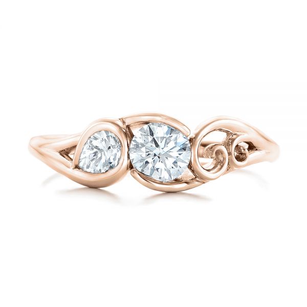18k Rose Gold 18k Rose Gold Custom Diamond Engagement Ring - Top View - 102089