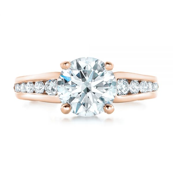 18k Rose Gold 18k Rose Gold Custom Diamond Engagement Ring - Top View -  102218
