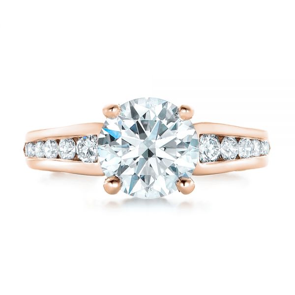 18k Rose Gold 18k Rose Gold Custom Diamond Engagement Ring - Top View - 102218