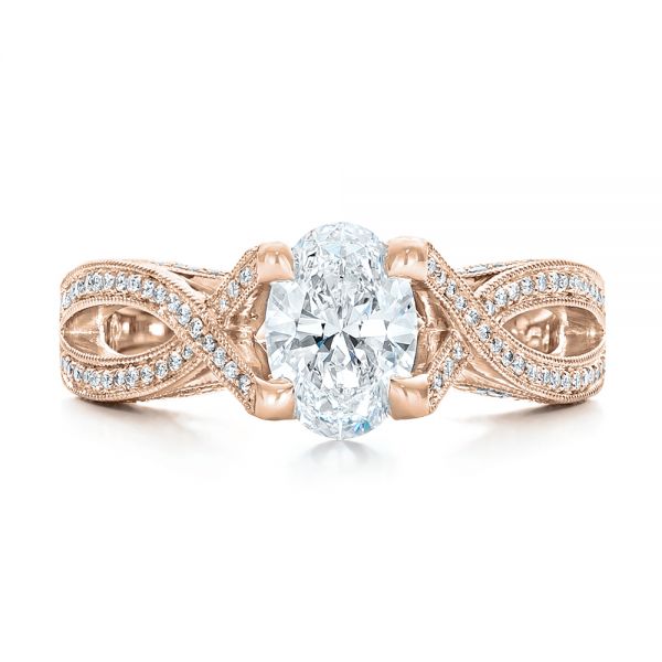 14k Rose Gold 14k Rose Gold Custom Diamond Engagement Ring - Top View - 102239